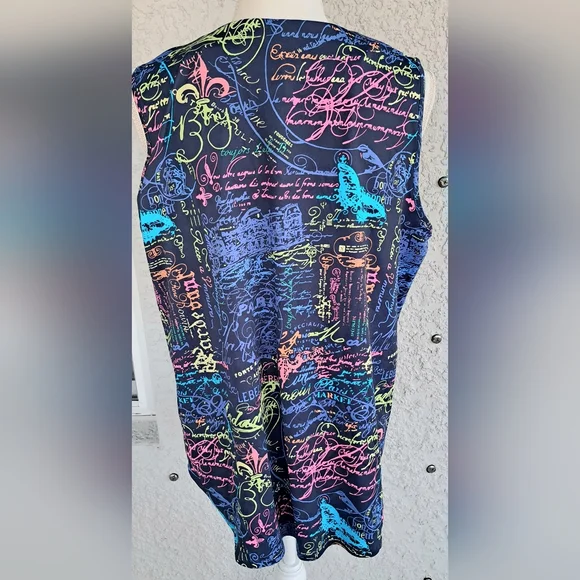 Anthony's Resort Wear Chic Multicolor Script Women's Blouse - Picture 4 of 8